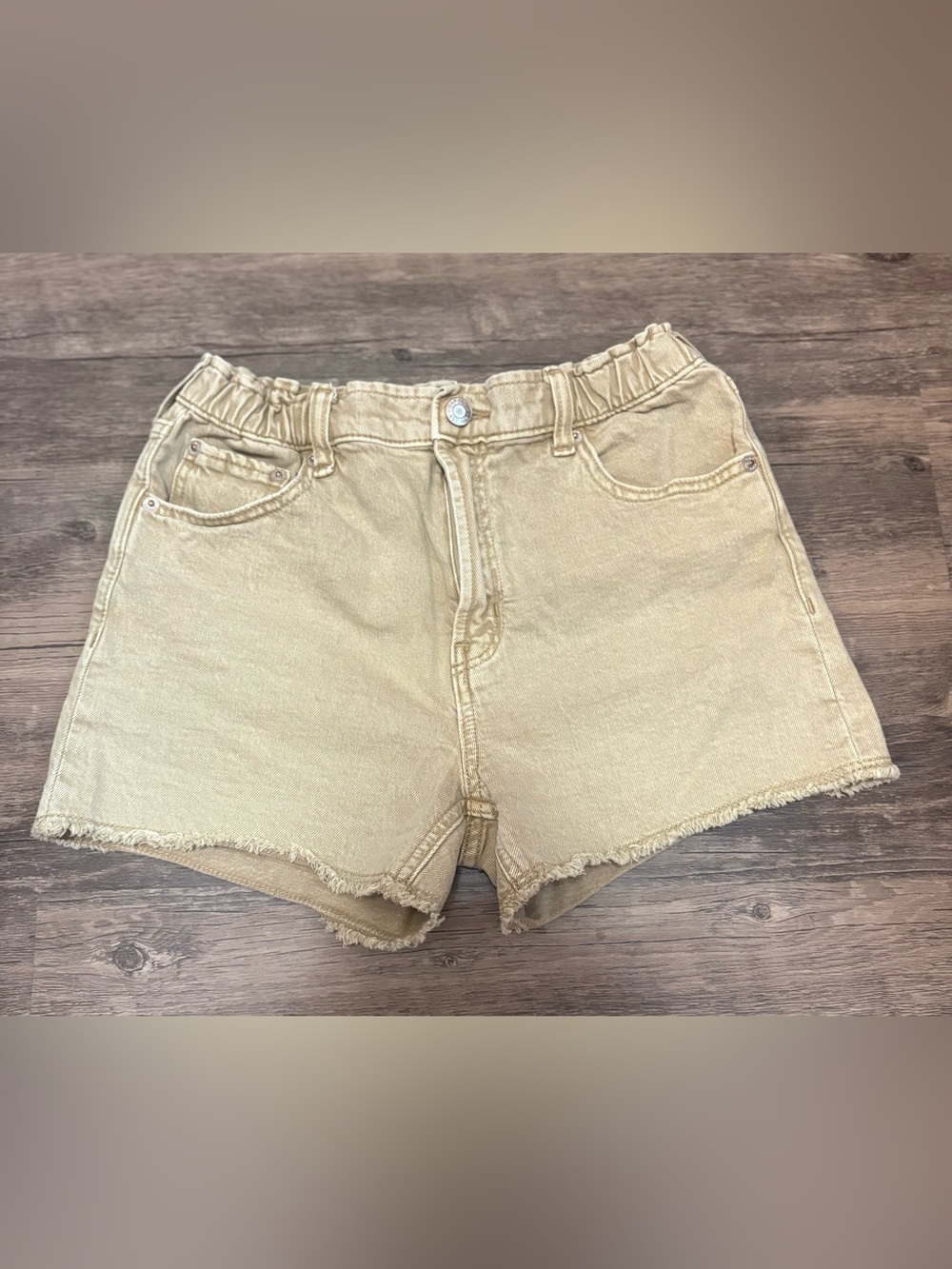 GAP Girls Tan Elastic-Waist Denim Shorts